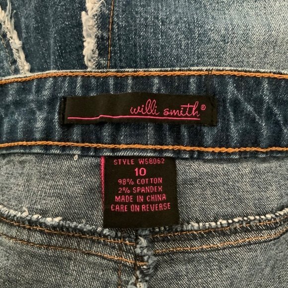 Willi Smith Blue Midi Denim Skirt Frayed Long Modest Jeans Size 10 - Picture 3 of 8